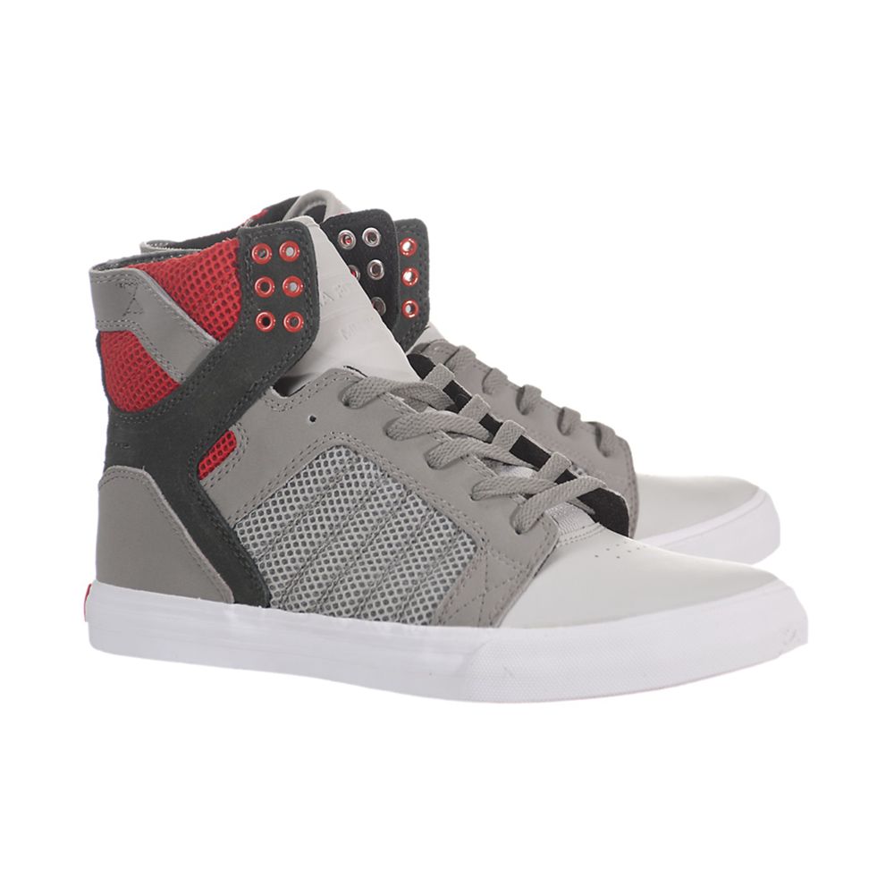 Baskets Montantes Supra SkyTop Grise Rouge Light Grey/Dark Grey-Red-White Homme | NTB-11975930